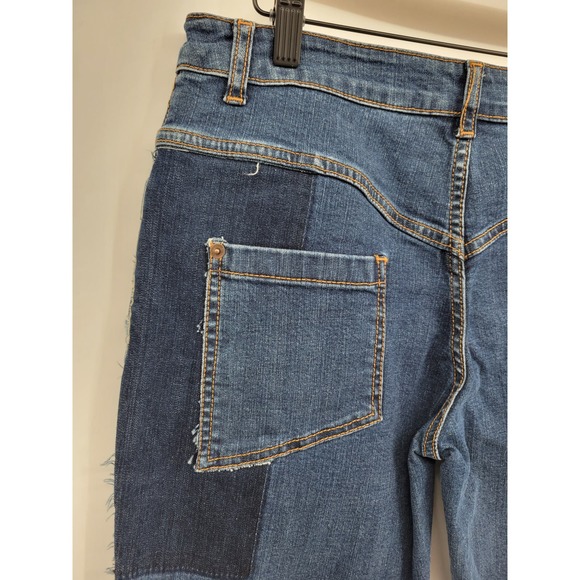 Preen Line XS Patchwork Straight Leg Ankle Jeans Pants Blue Unique - Picture 6 of 11